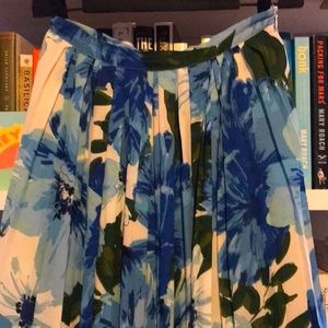 Blue Floral Midi Skirt